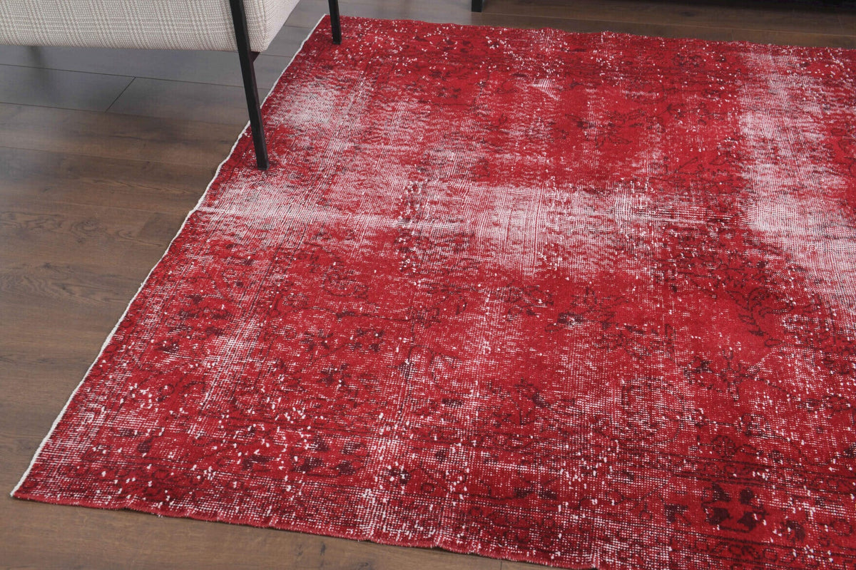 El yapımı vintage halı 183x274 cm oryantal desenli yün - mekan görünümü