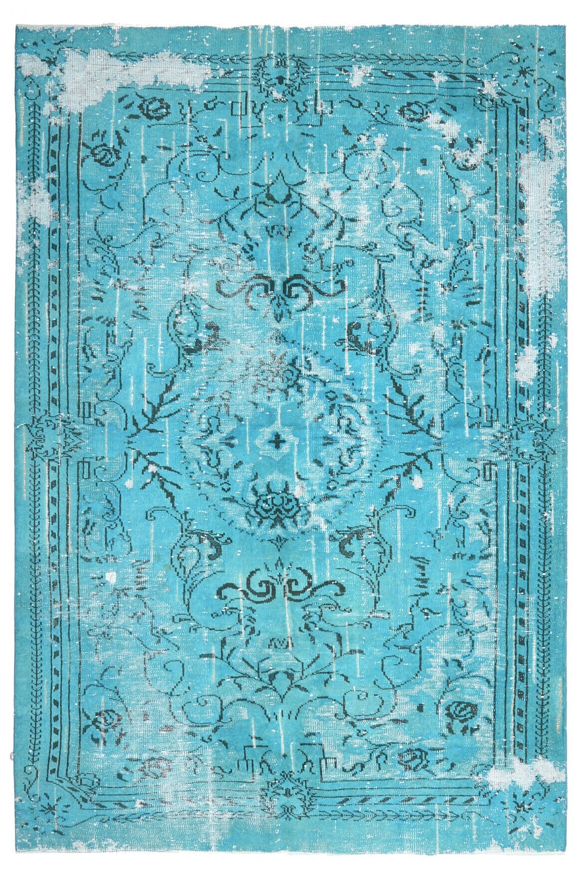 El yapımı vintage halı 193x292 cm oryantal desenli yün
