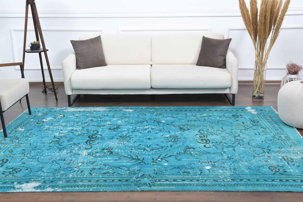 El yapımı vintage halı 193x292 cm oryantal desenli yün - desen detayı