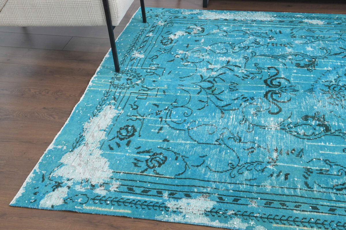El yapımı vintage halı 193x292 cm oryantal desenli yün - mekan görünümü