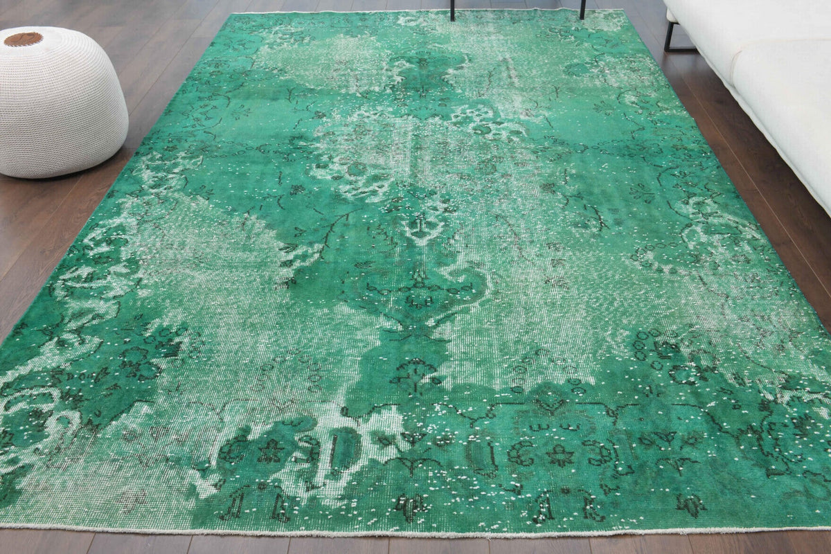 El yapımı vintage halı 208x320 cm çiçek desenli desenli yün - detay görünümü