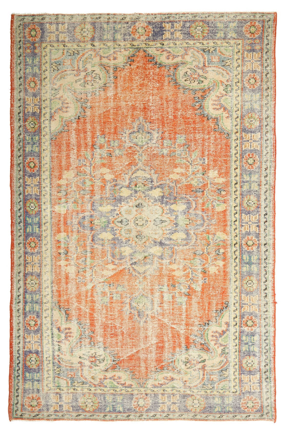 El yapımı vintage halı 183x274 cm oryantal desenli yün