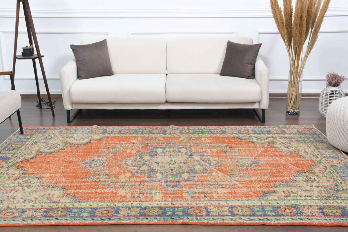 El yapımı vintage halı 183x274 cm oryantal desenli yün - desen detayı