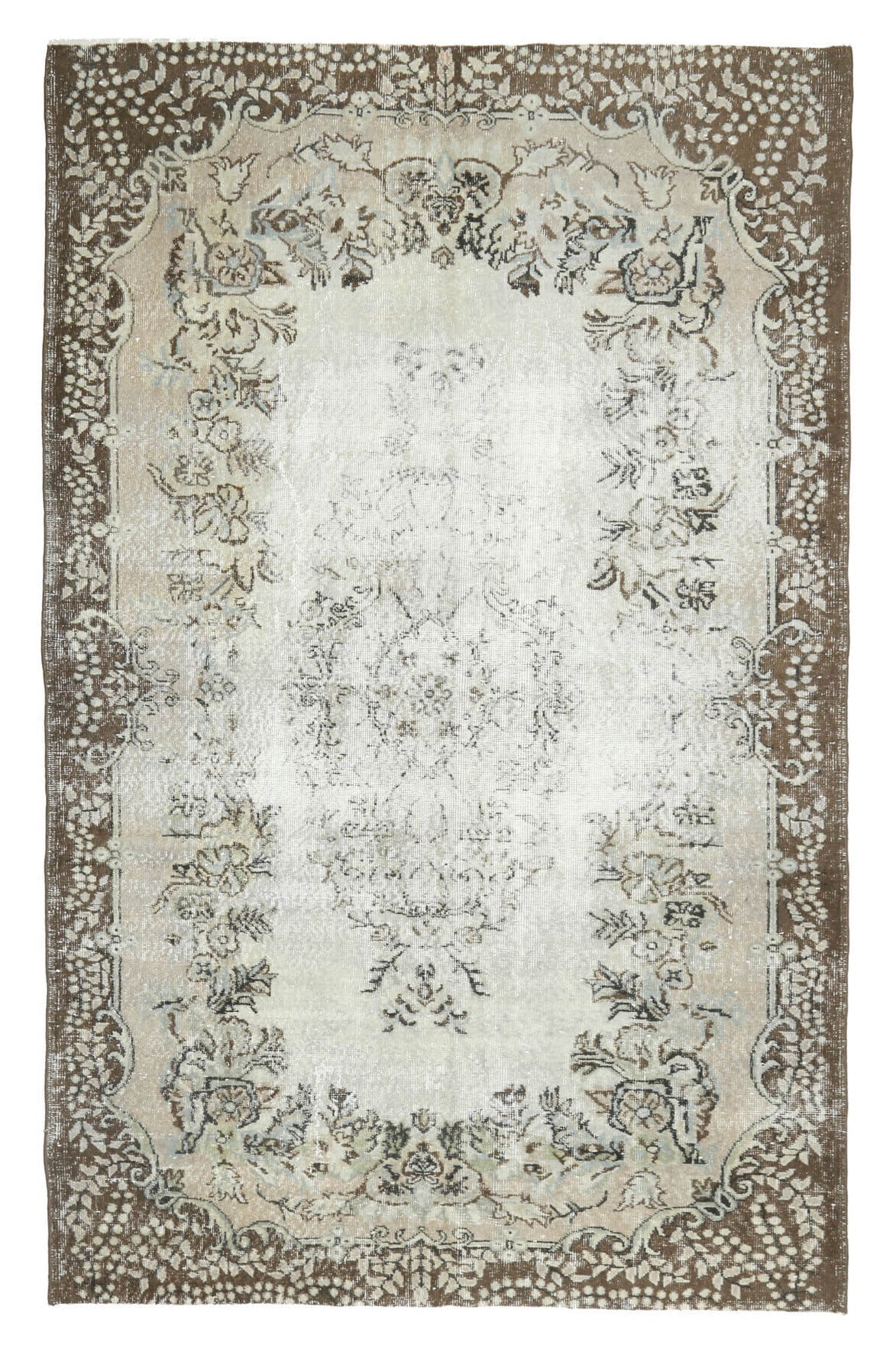 El yapımı vintage halı 183x274 cm oryantal desenli yün