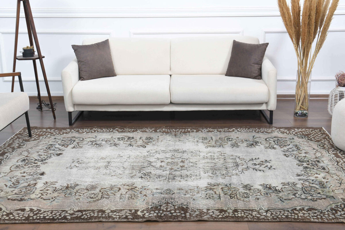 El yapımı vintage halı 183x274 cm oryantal desenli yün - desen detayı