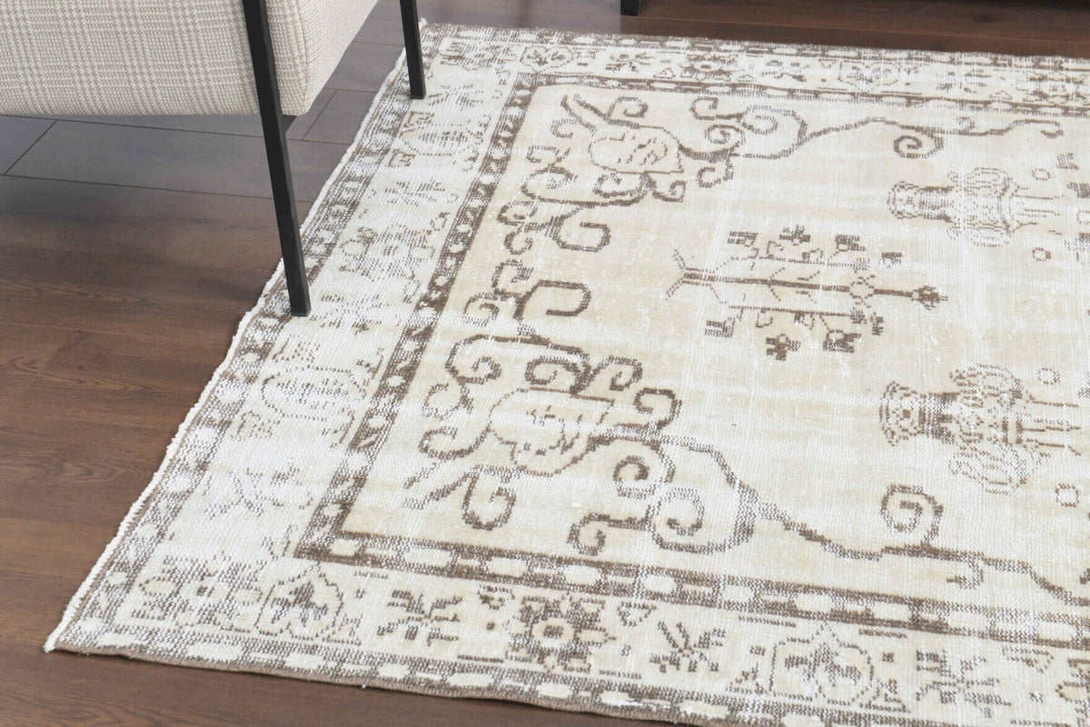 Cream Vintage Anatolian Area Rug