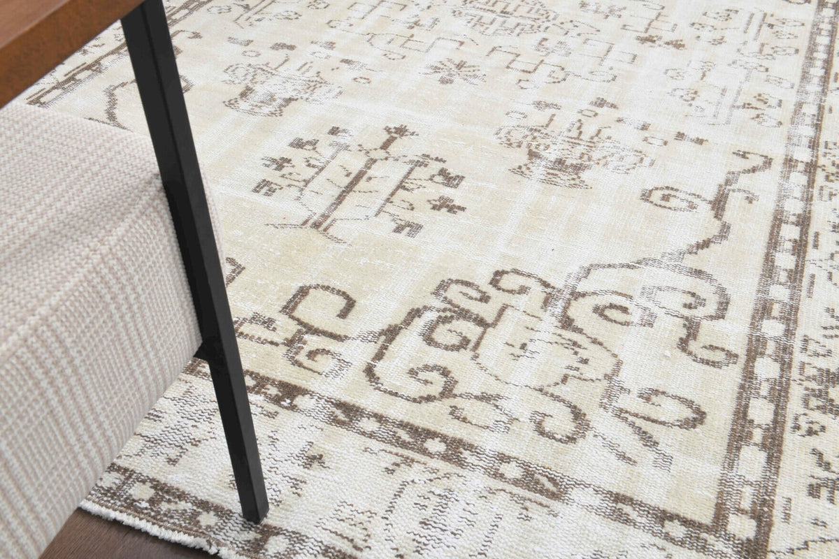 Cream Vintage Anatolian Area Rug