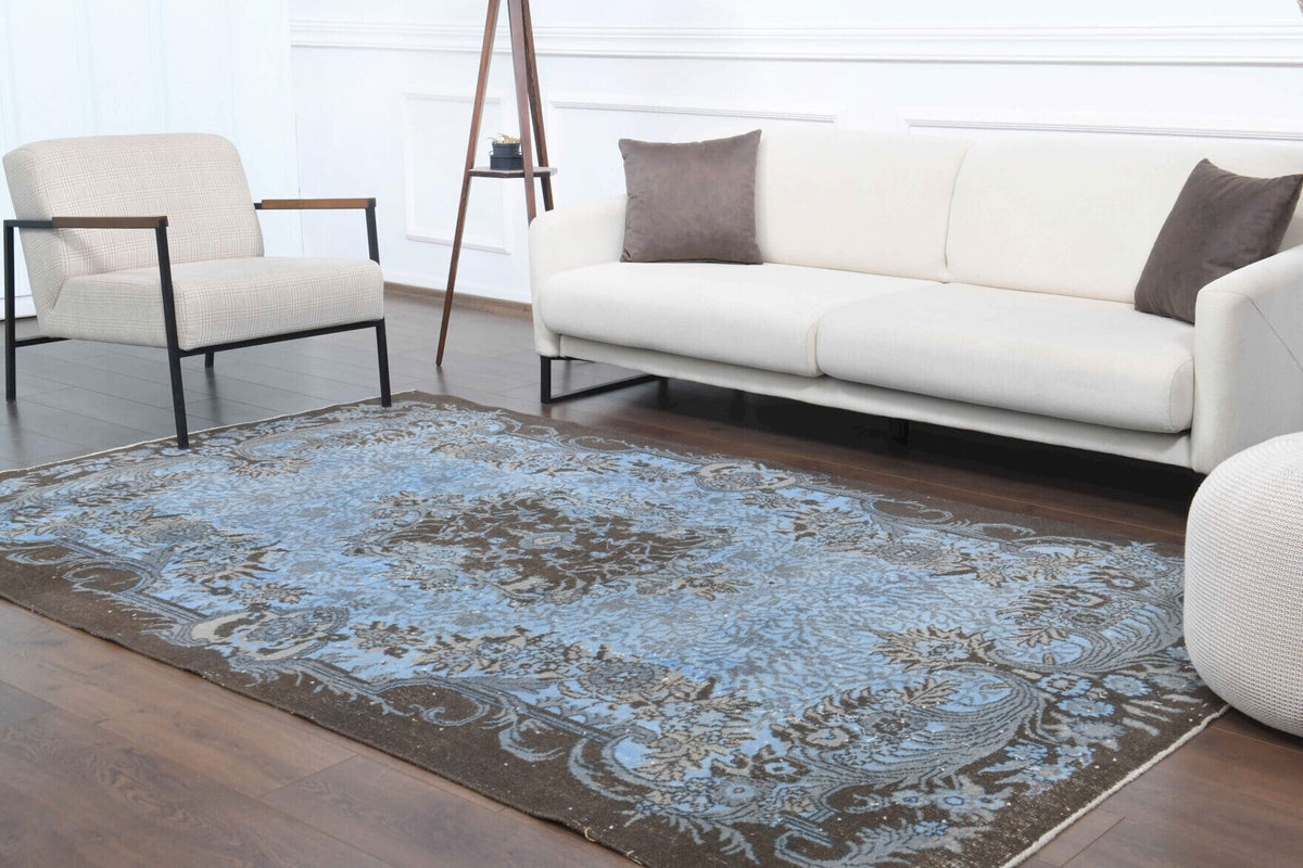 El yapımı vintage halı 180x279 cm oryantal desenli yün - kenar ve saçak detayı