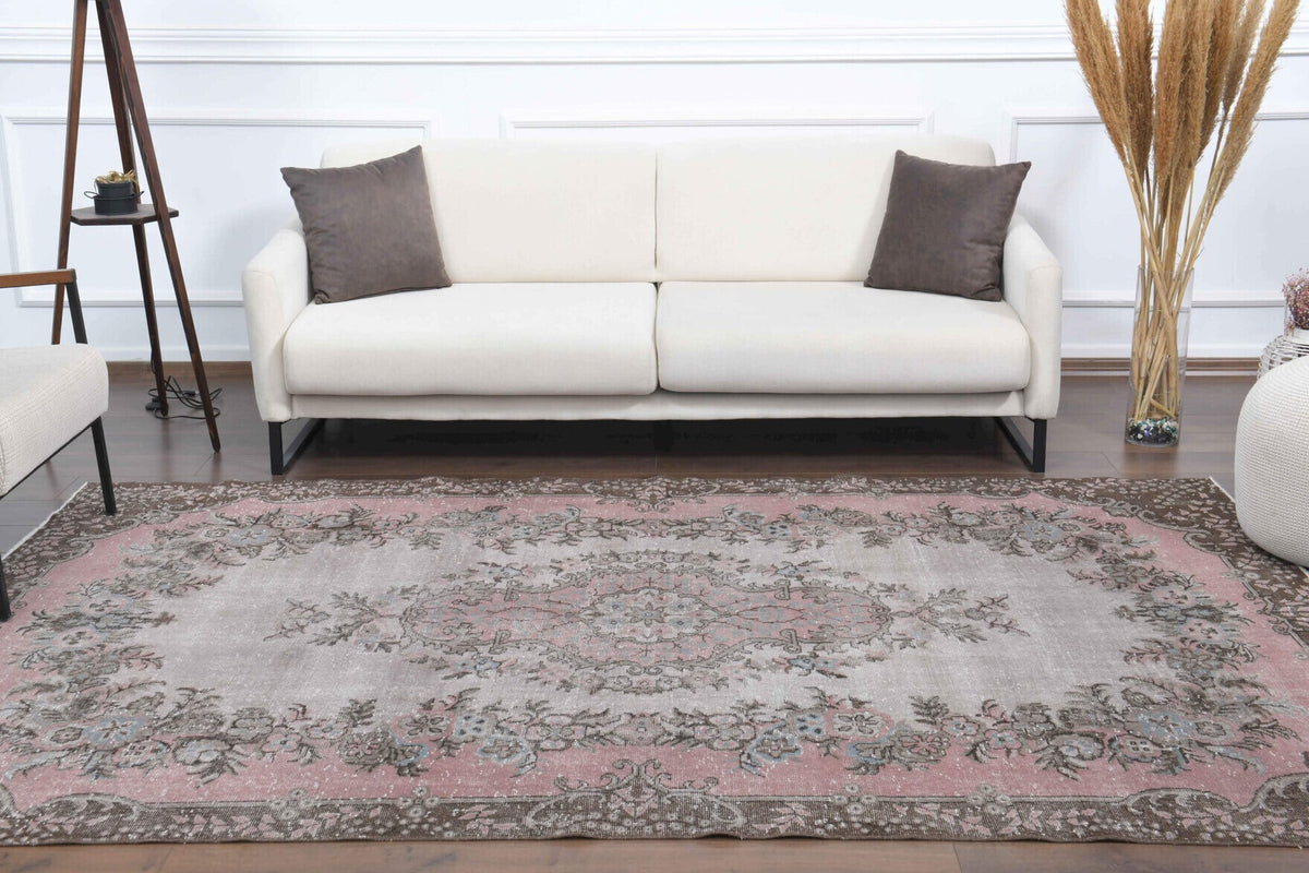 El yapımı vintage halı 183x274 cm oryantal desenli yün - desen detayı