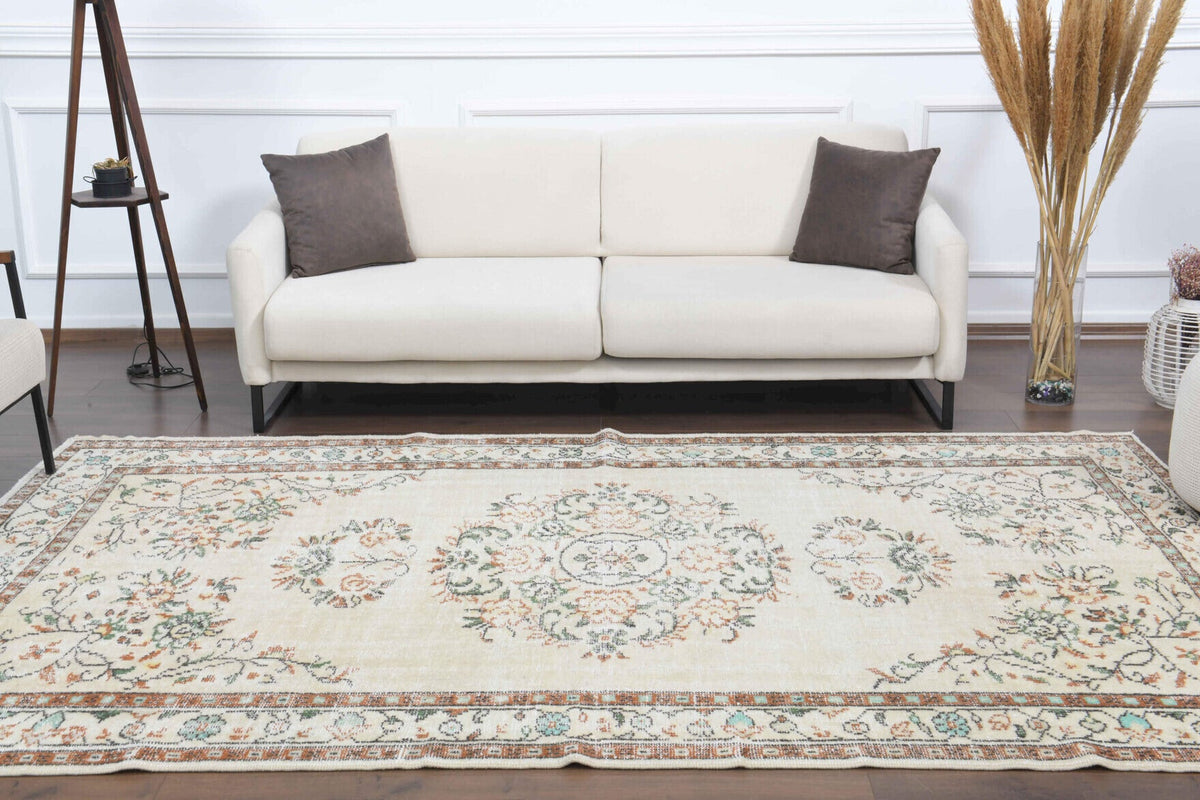 El yapımı vintage halı 185x300 cm oryantal desenli yün - desen detayı