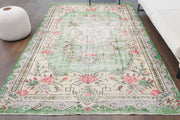 El yapımı vintage halı 183x274 cm çiçek desenli desenli yün - detay görünümü