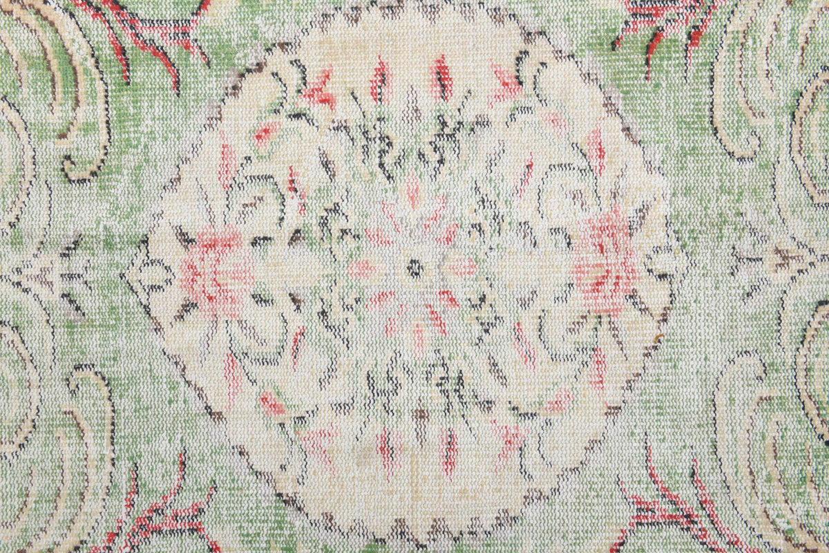 El yapımı vintage halı 183x274 cm çiçek desenli desenli yün - açık alan görünümü