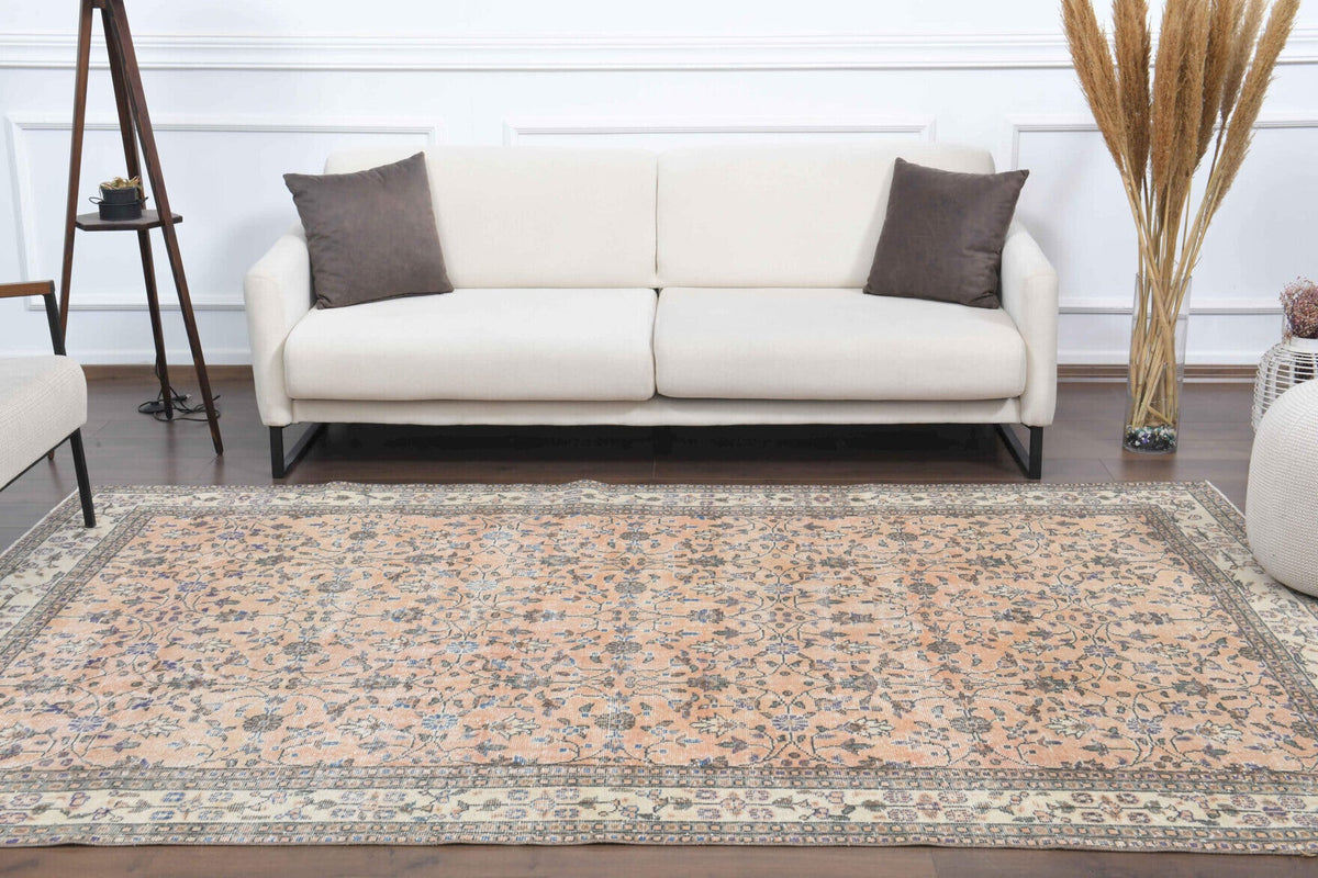 El yapımı vintage halı 188x290 cm çiçek desenli desenli yün - desen detayı