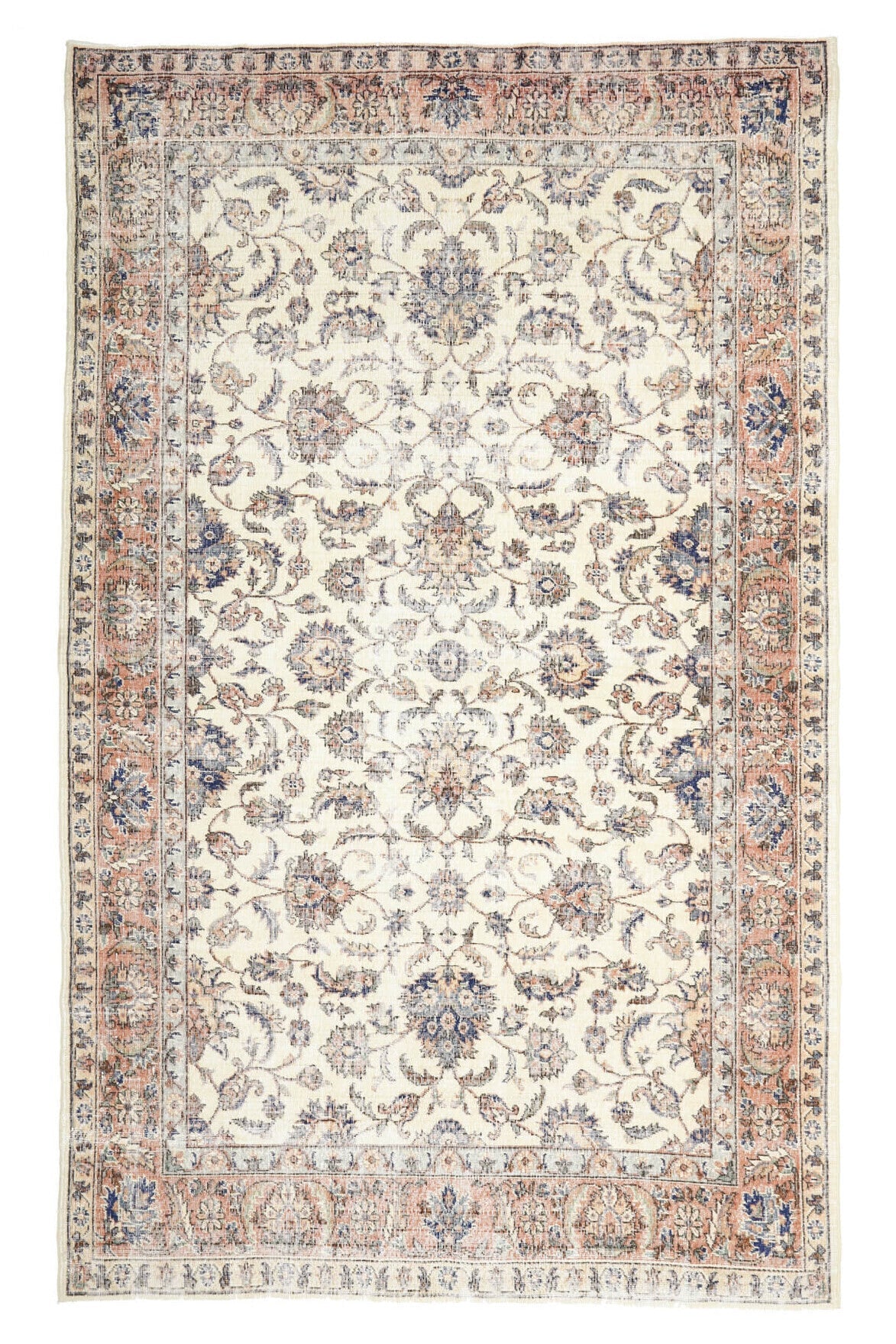 El yapımı vintage halı 198x323 cm oryantal desenli yün