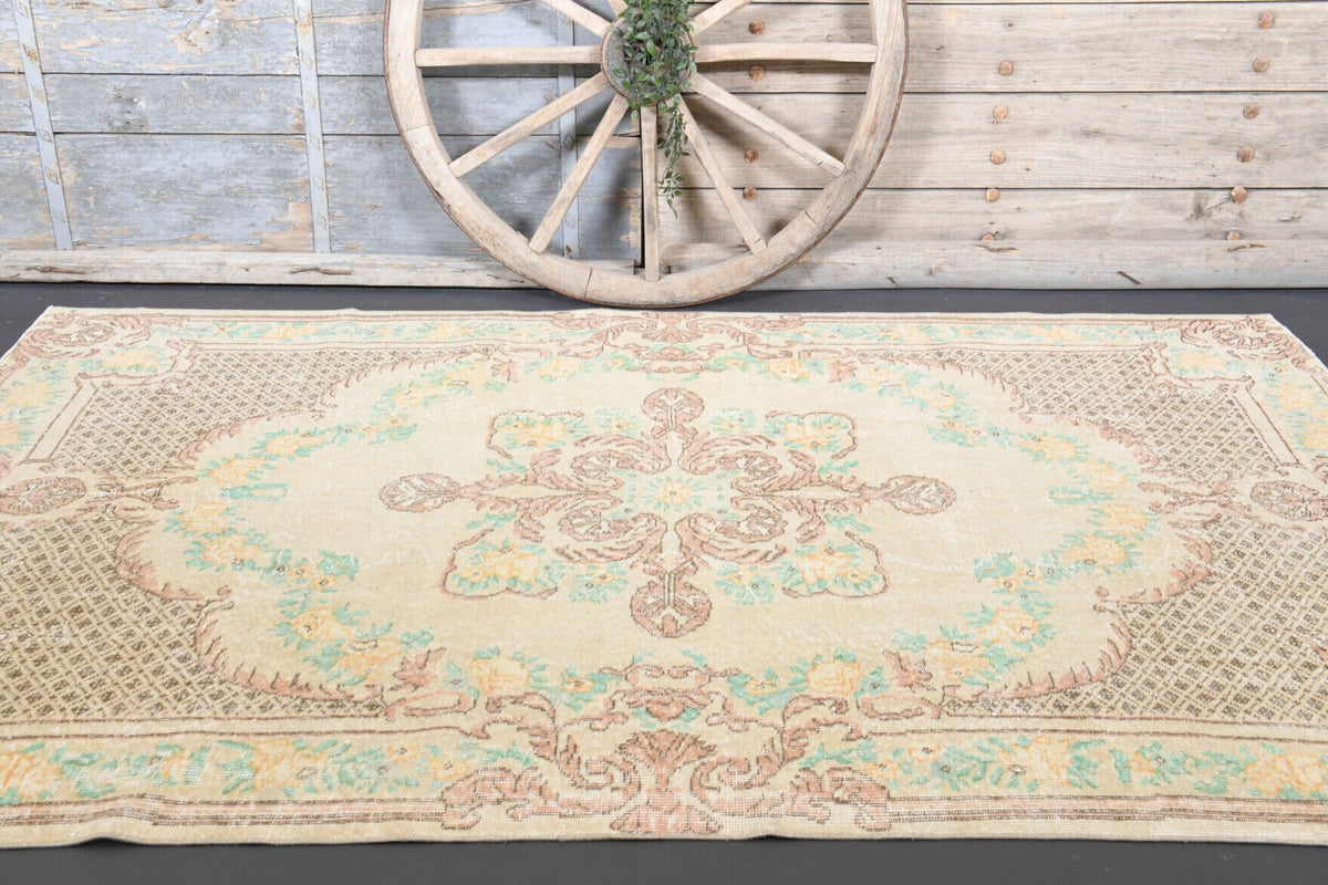 El yapımı vintage halı 183x274 cm oryantal desenli yün - desen detayı