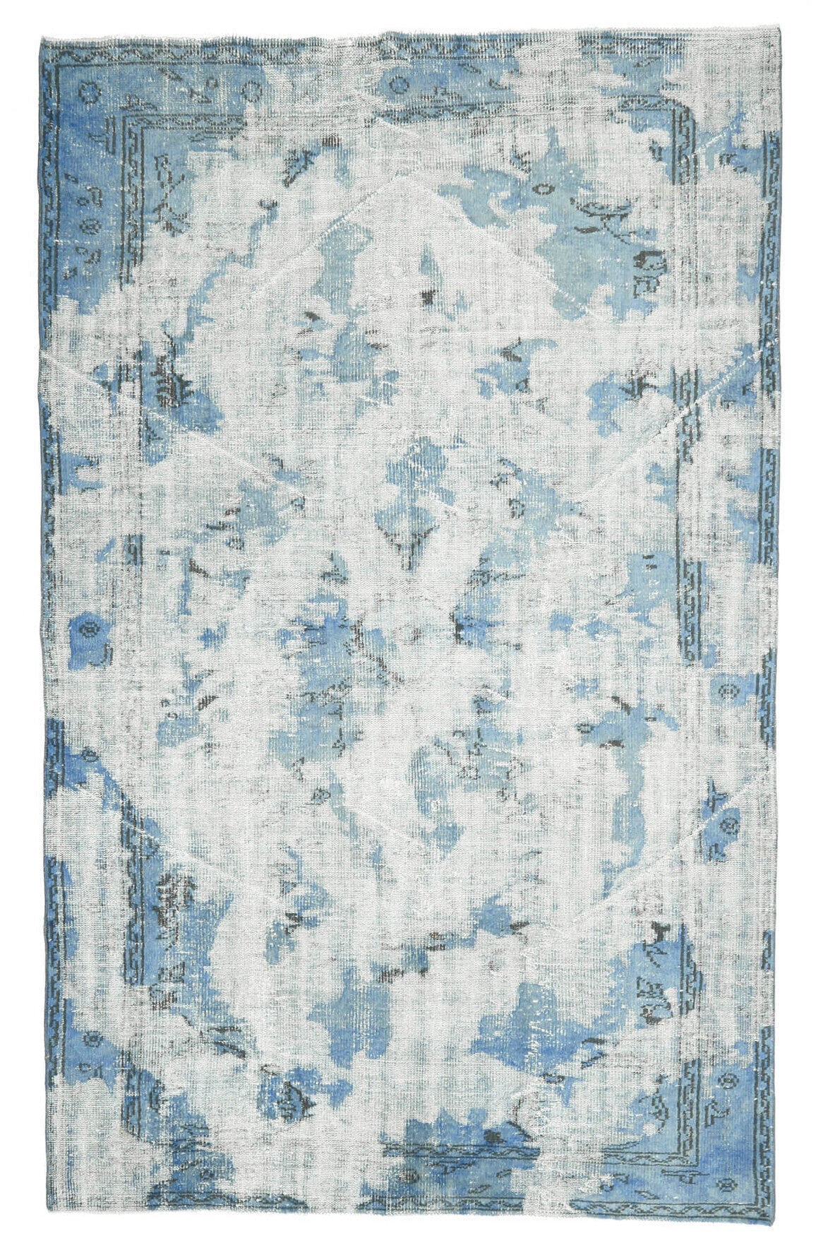 El yapımı vintage halı 188x302 cm düz desenli yün
