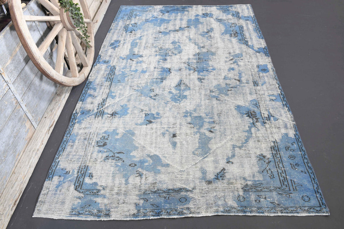 El yapımı vintage halı 188x302 cm düz desenli yün - detay görünümü