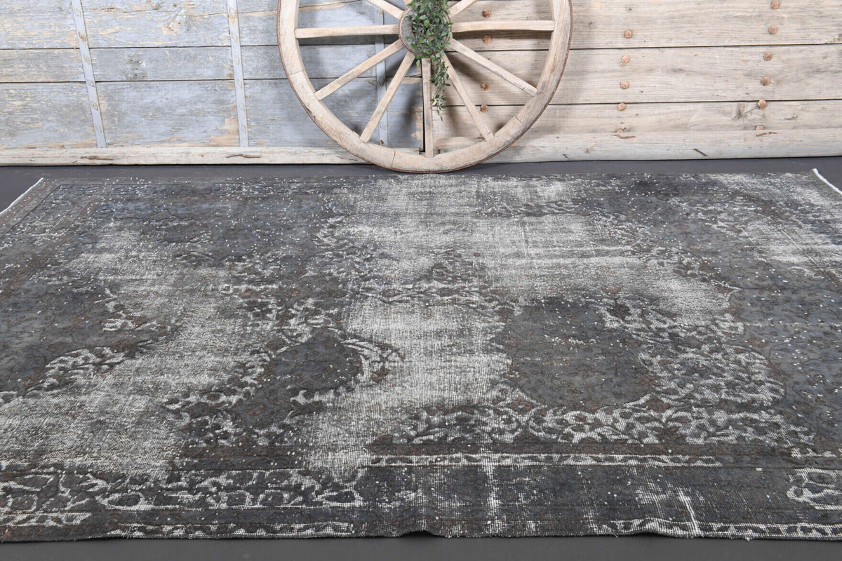 El yapımı vintage halı 213x305 cm çiçek desenli desenli yün - desen detayı