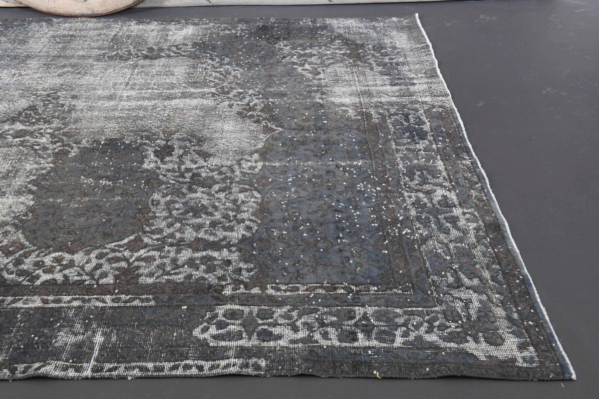 El yapımı vintage halı 213x305 cm çiçek desenli desenli yün - mekan görünümü