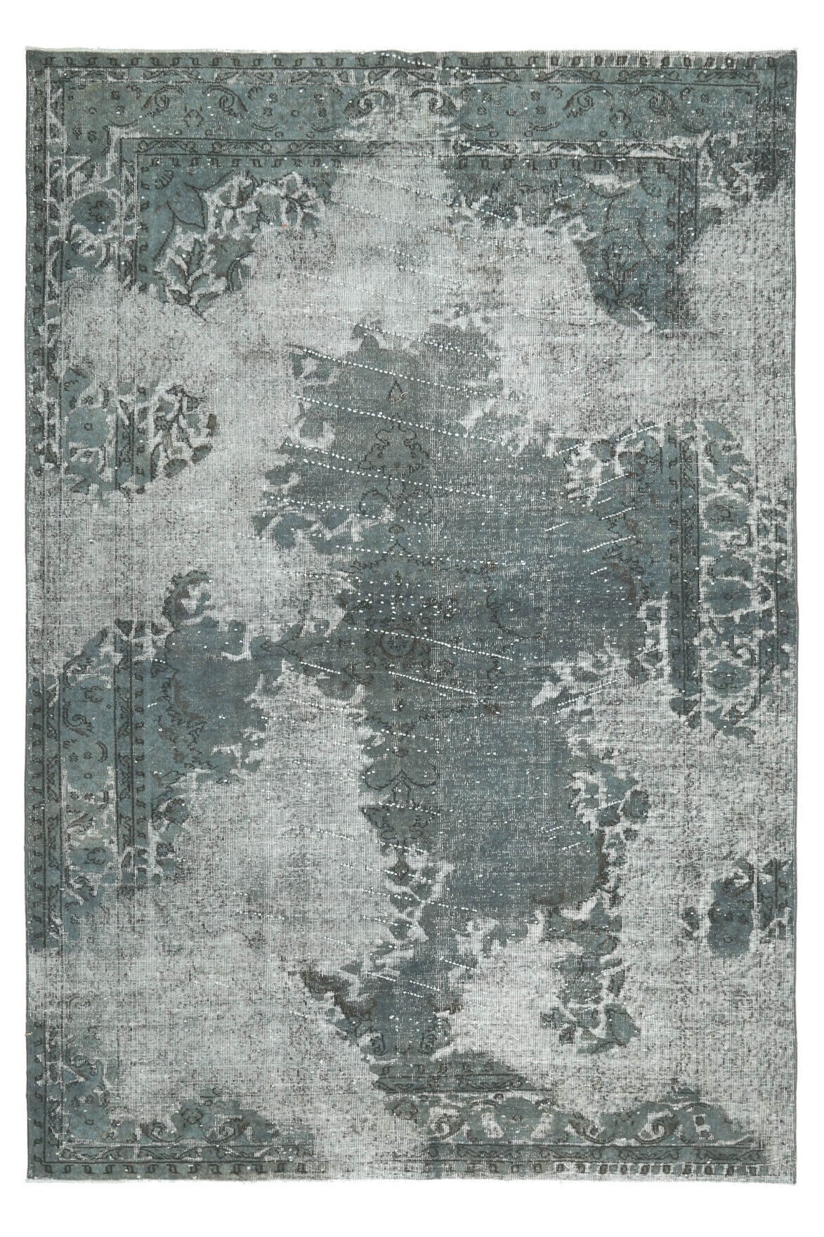 El yapımı vintage halı 201x295 cm çiçek desenli desenli yün