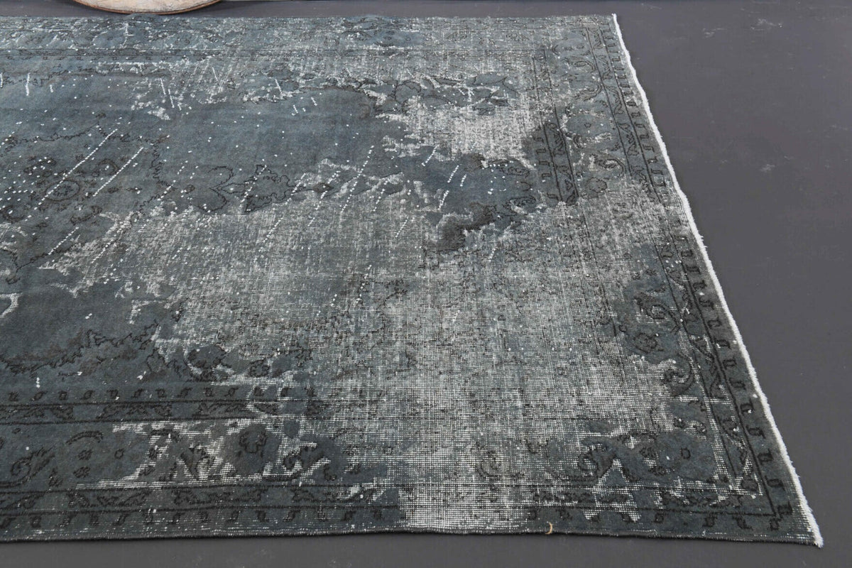 El yapımı vintage halı 201x295 cm çiçek desenli desenli yün - mekan görünümü