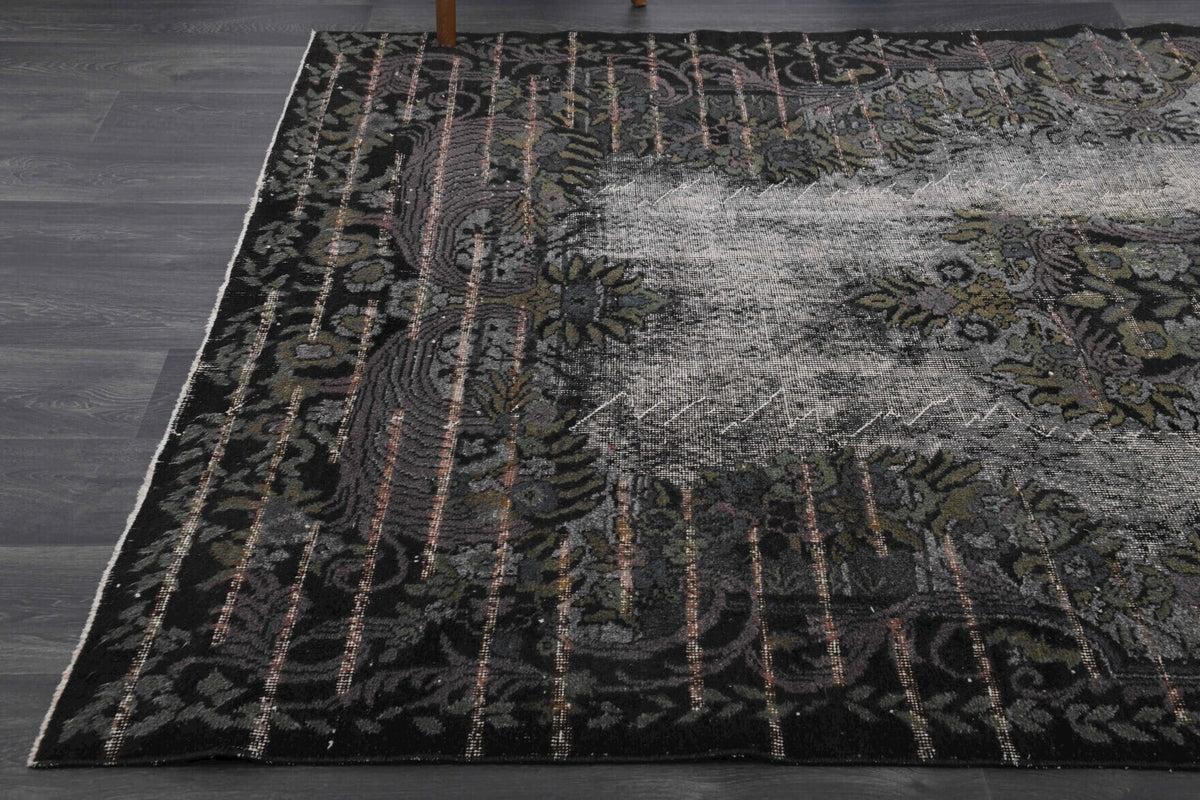 Black Relief - Vintage Area Anatolian Rug