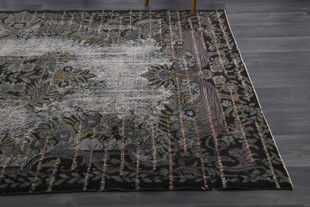 Black Relief - Vintage Area Anatolian Rug