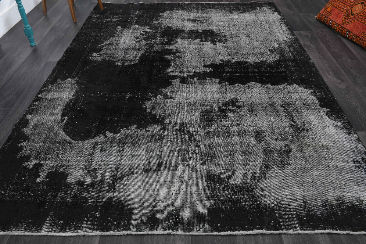El yapımı vintage halı 183x274 cm düz desenli yün - detay görünümü
