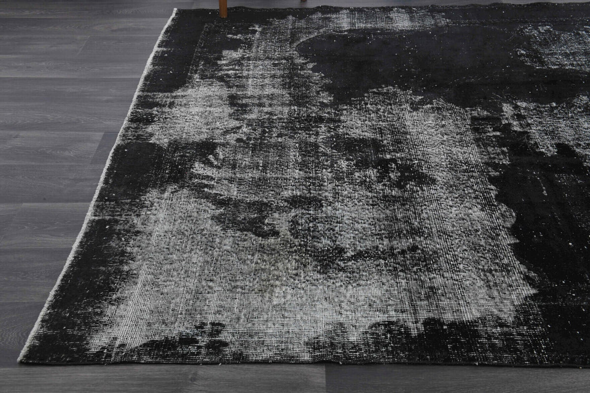 El yapımı vintage halı 183x274 cm düz desenli yün - kenar ve saçak detayı