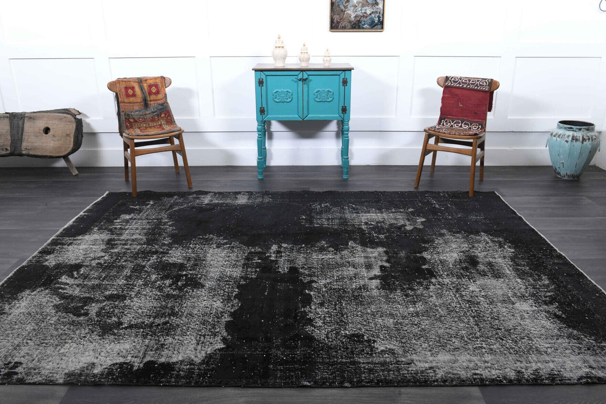 El yapımı vintage halı 183x274 cm düz desenli yün - desen detayı