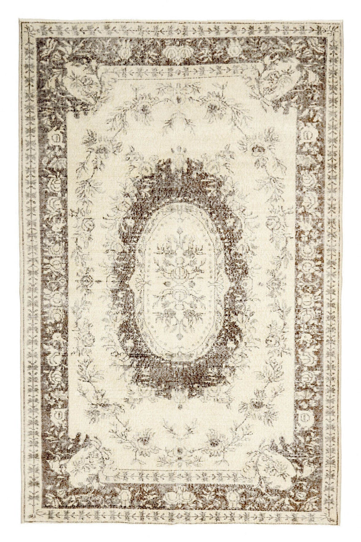 El yapımı vintage halı 168x259 cm oryantal desenli yün