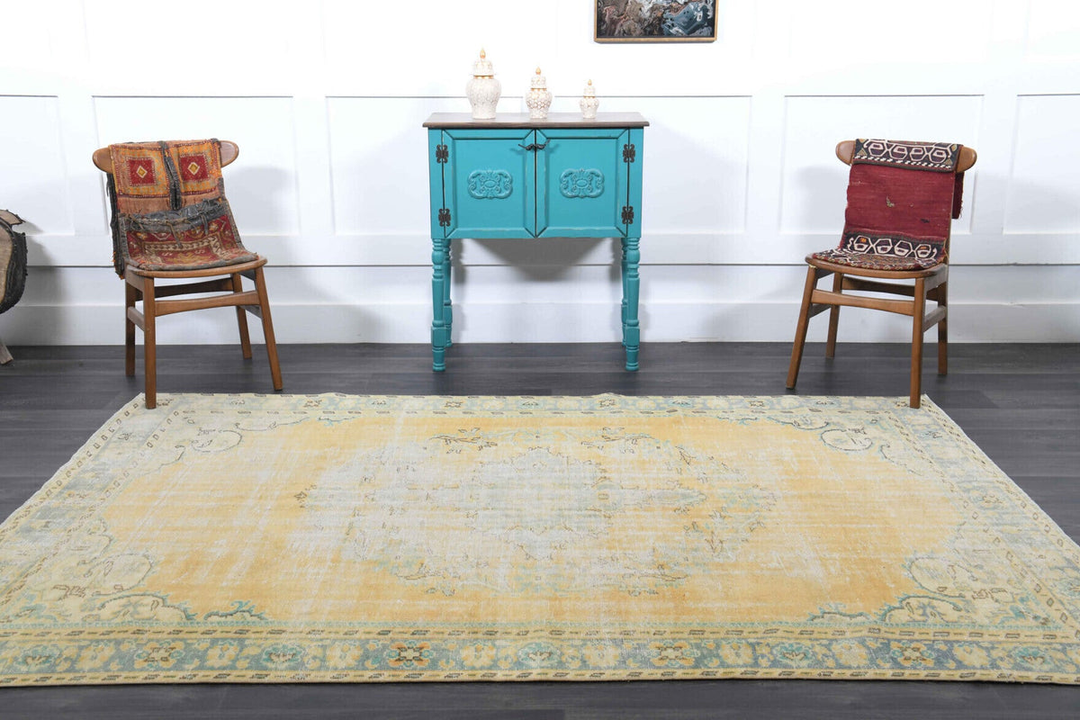 El yapımı vintage halı 183x244 cm oryantal desenli yün - desen detayı