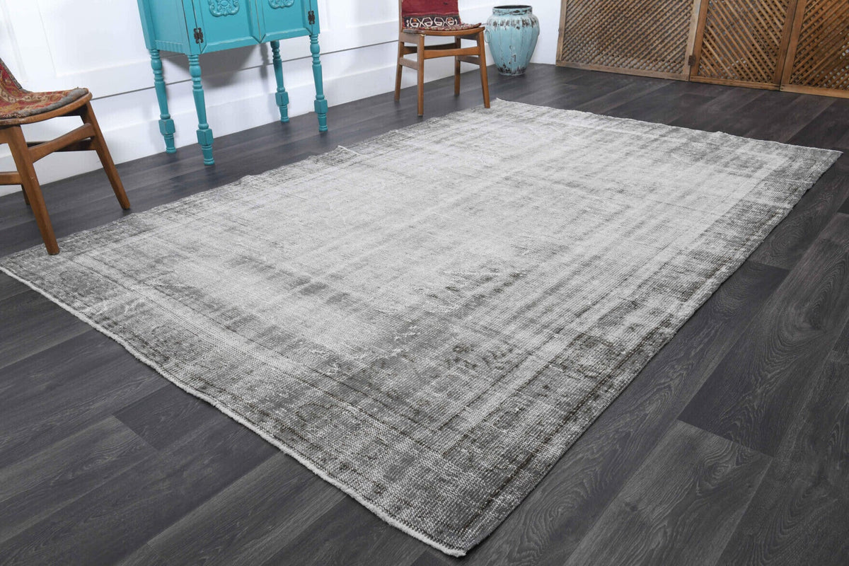 El yapımı vintage halı 183x274 cm düz desenli yün - yakın çekim doku detayı