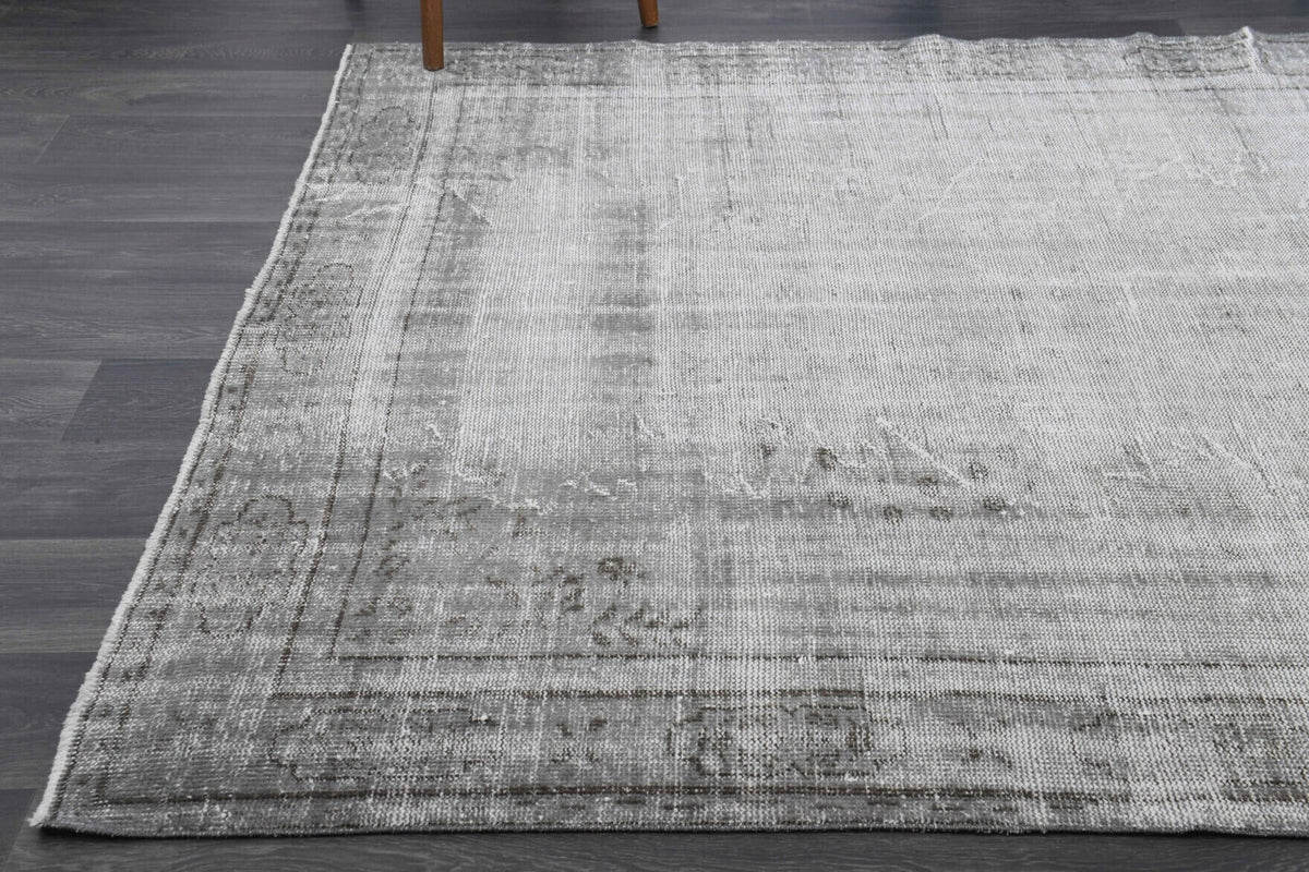 El yapımı vintage halı 183x274 cm düz desenli yün - kenar ve saçak detayı