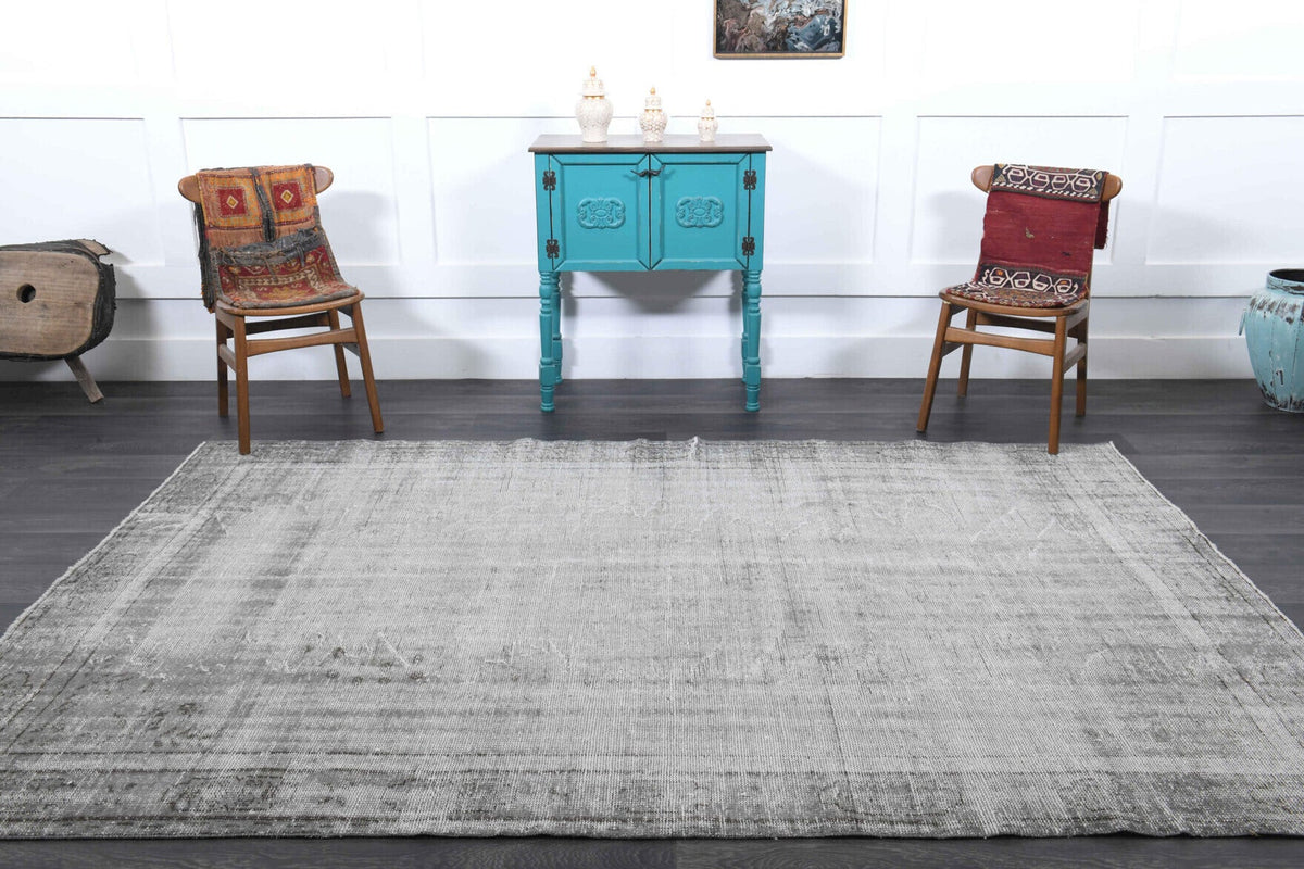 El yapımı vintage halı 183x274 cm düz desenli yün - desen detayı