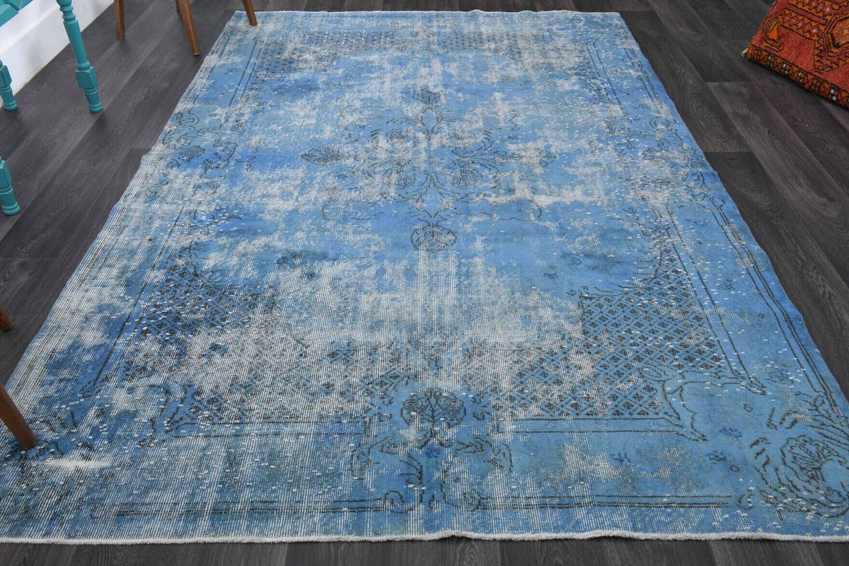 El yapımı vintage halı 193x300 cm düz desenli yün - detay görünümü