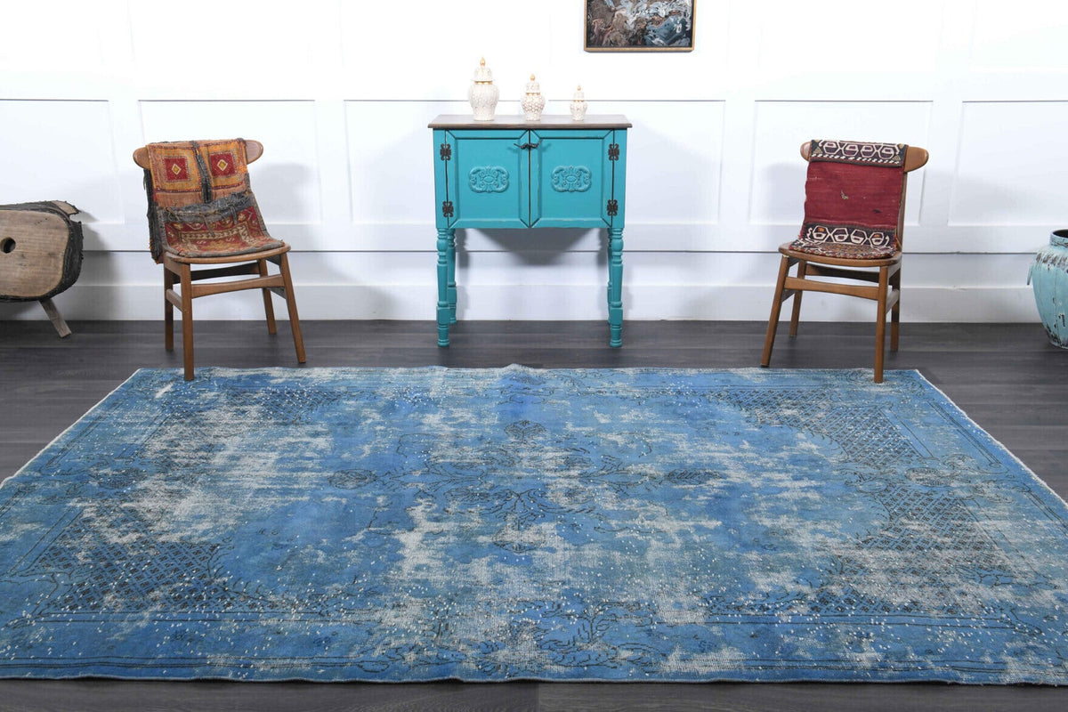 El yapımı vintage halı 193x300 cm düz desenli yün - desen detayı