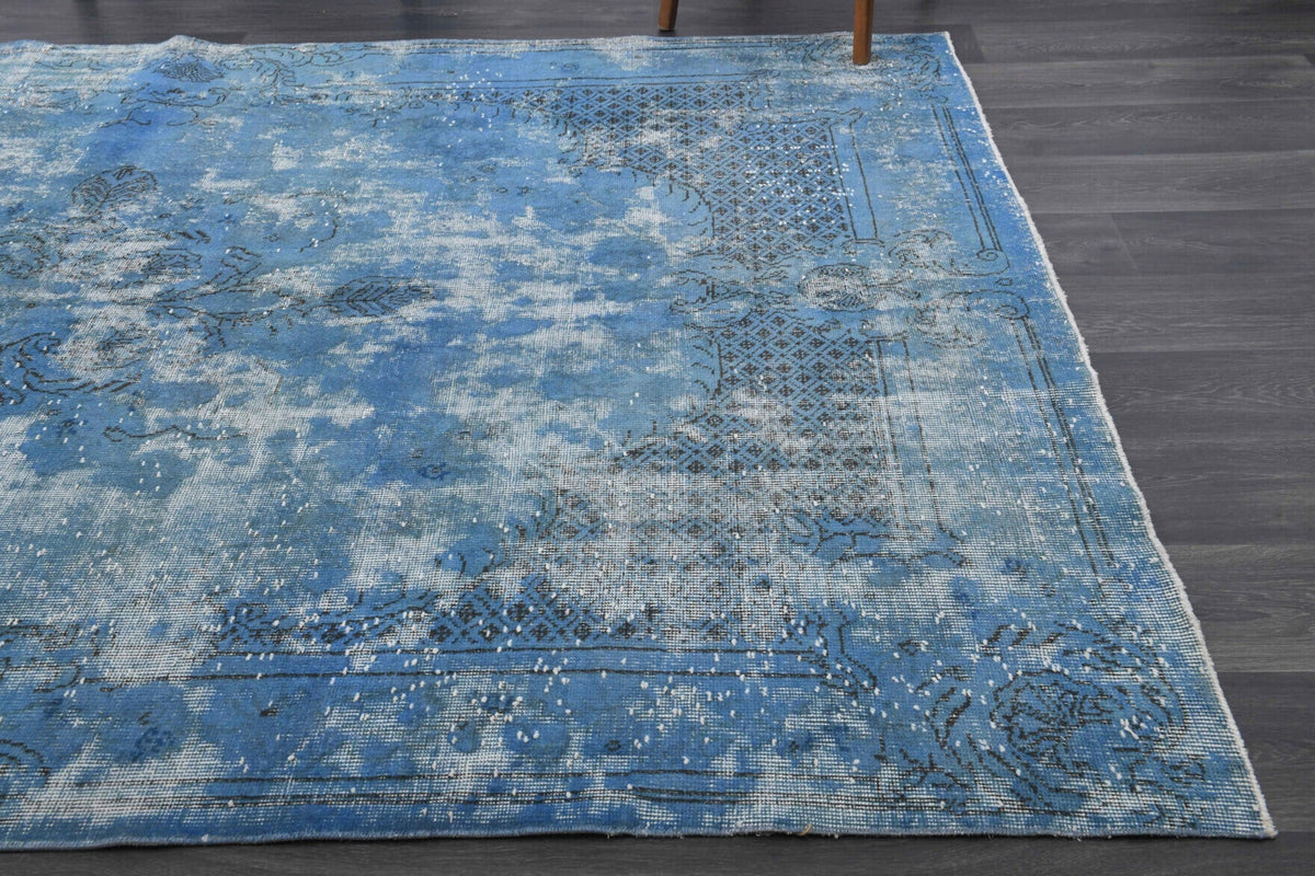 El yapımı vintage halı 193x300 cm düz desenli yün - mekan görünümü