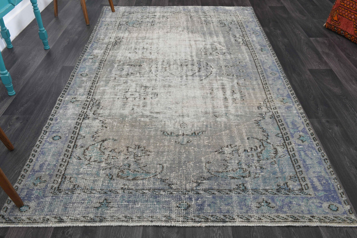 El yapımı vintage halı 170x287 cm oryantal desenli yün - detay görünümü