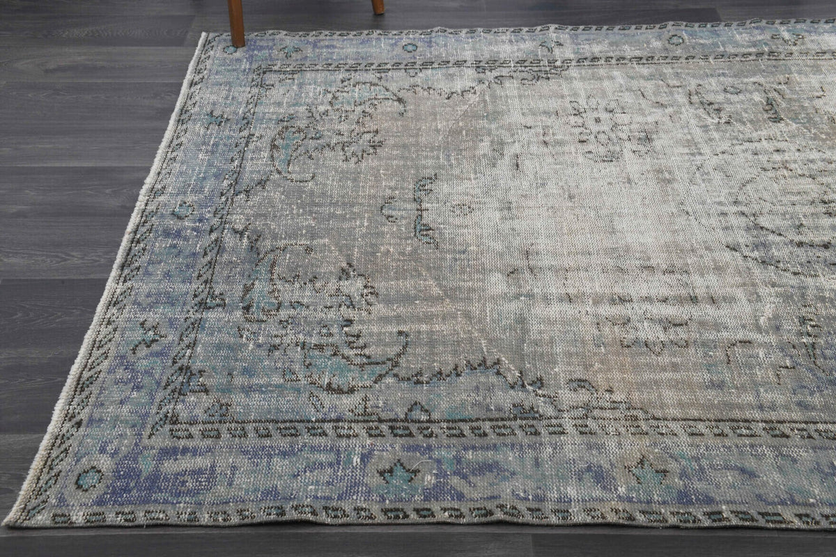 El yapımı vintage halı 170x287 cm oryantal desenli yün - kenar ve saçak detayı