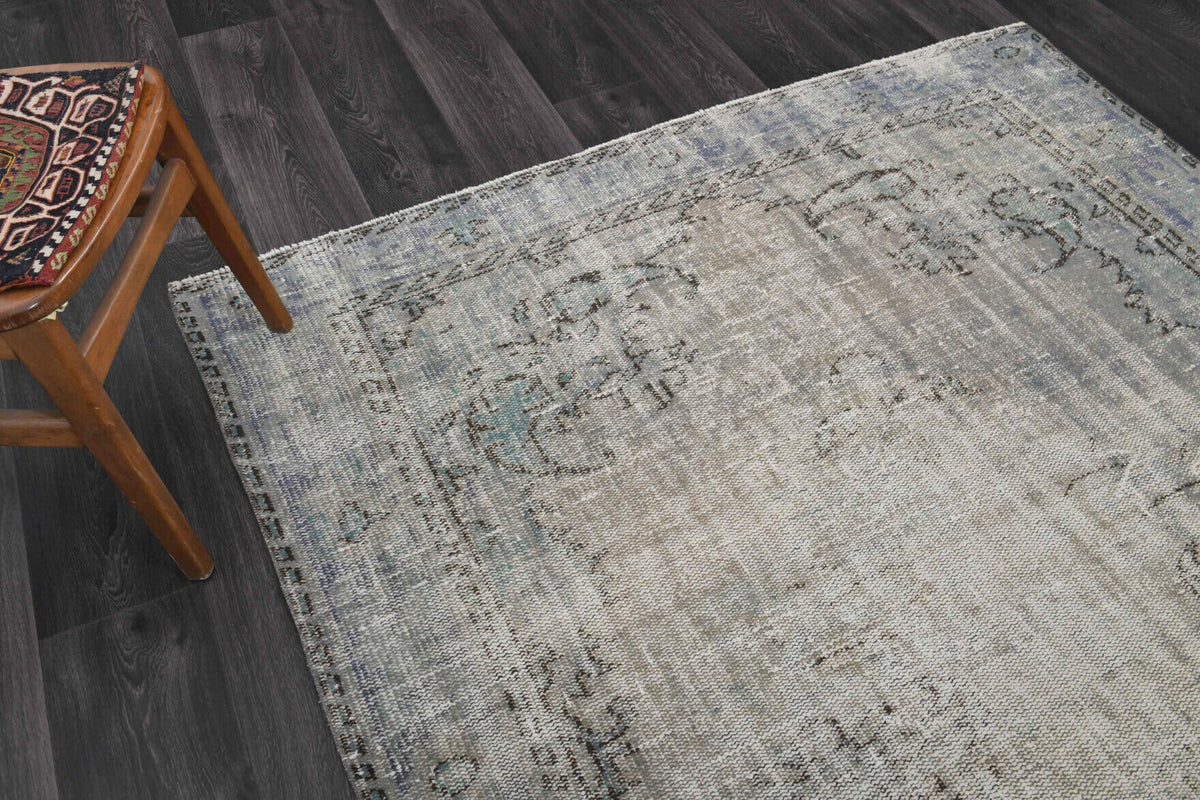 El yapımı vintage halı 170x287 cm oryantal desenli yün - üstten görünüm