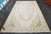 El yapımı vintage halı 152x244 cm oryantal desenli yün - detay görünümü
