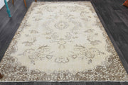 El yapımı vintage halı 152x244 cm oryantal desenli yün - detay görünümü