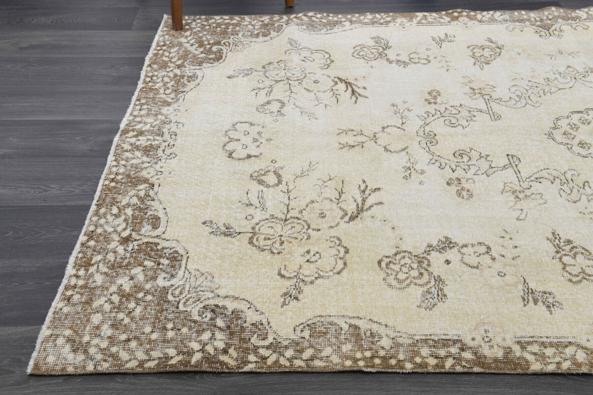 Neutral Beige Vintage Area Anatolian Rug