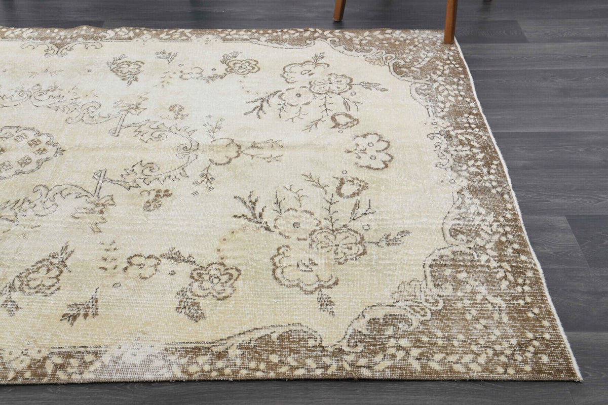 Neutral Beige Vintage Area Anatolian Rug