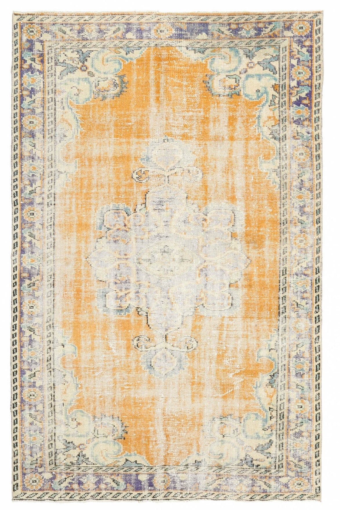El yapımı vintage halı 168x262 cm oryantal desenli yün
