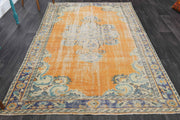 El yapımı vintage halı 168x262 cm oryantal desenli yün - detay görünümü