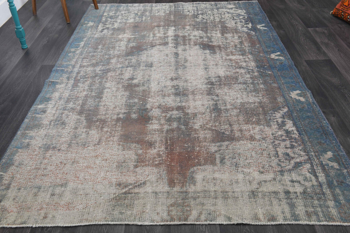 Distressed Oushak Vintage Area Rug