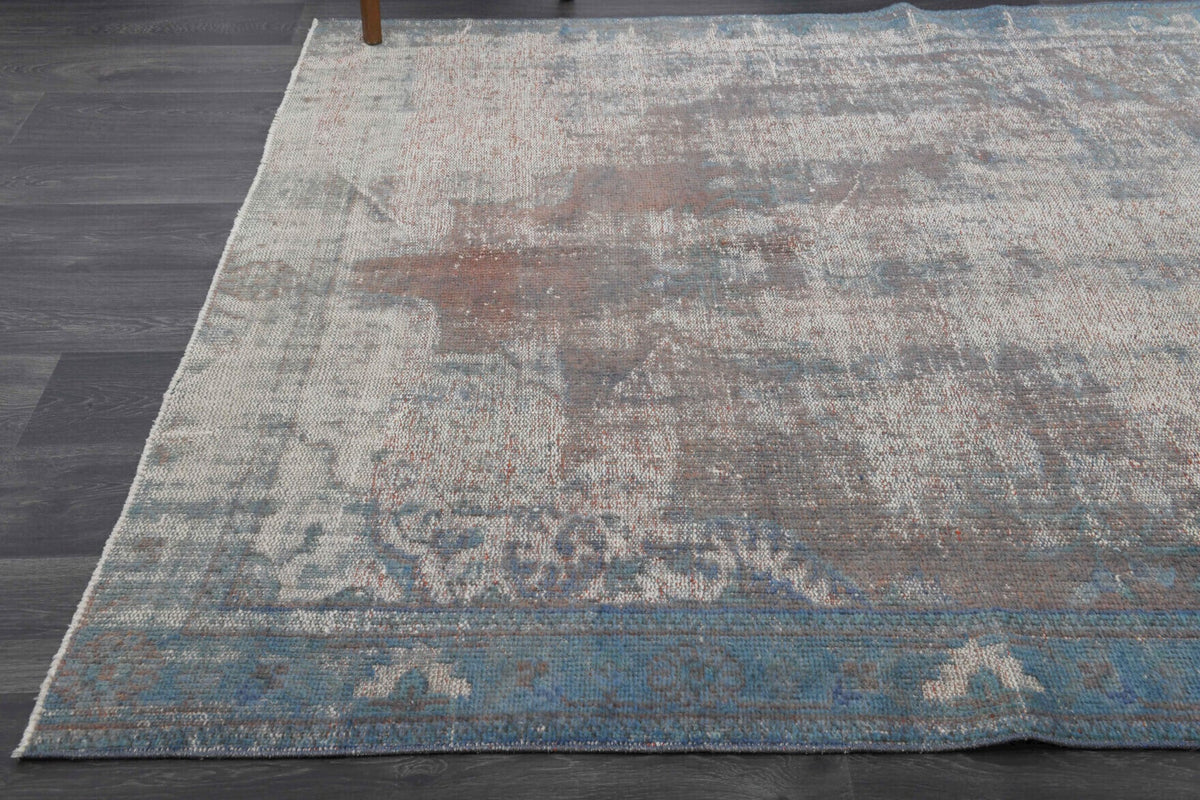 Distressed Oushak Vintage Area Rug