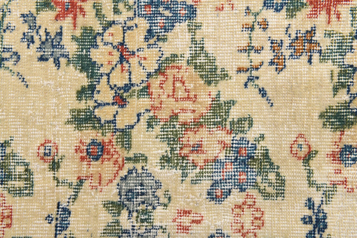 El yapımı vintage halı 211x315 cm çiçek desenli desenli yün - farklı açıdan görünüm